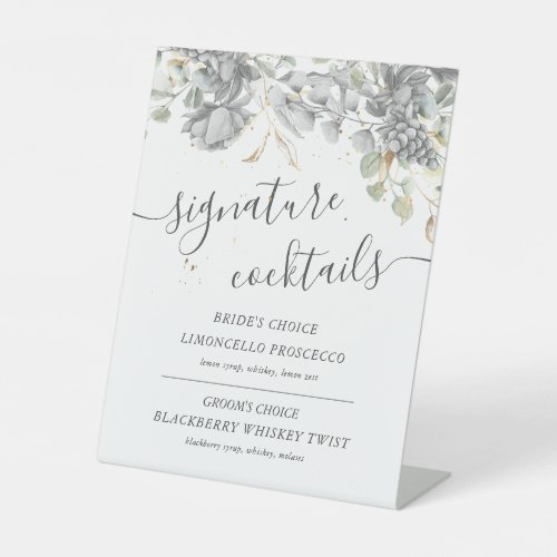 dramatic silver gold floral cocktail Sign