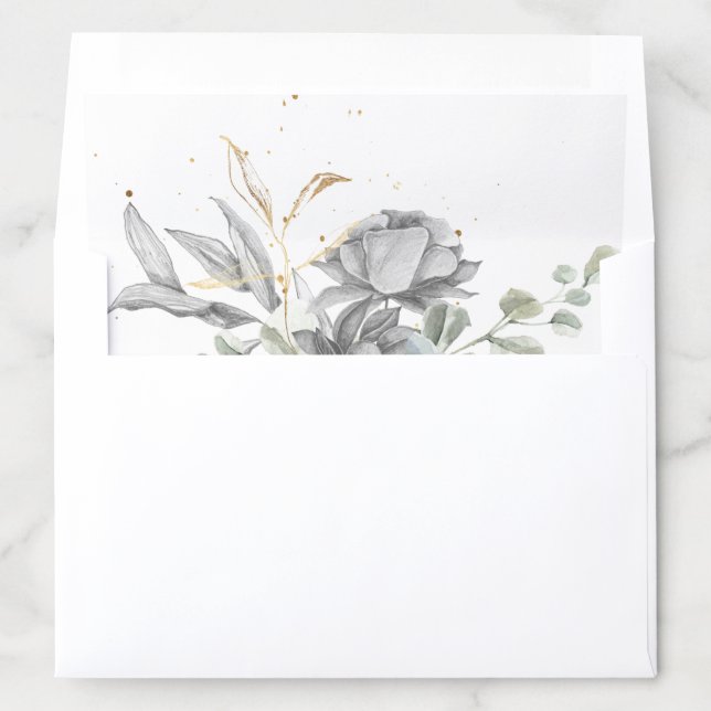dramatic silver gold floral Envelope Liner (In Envelope)