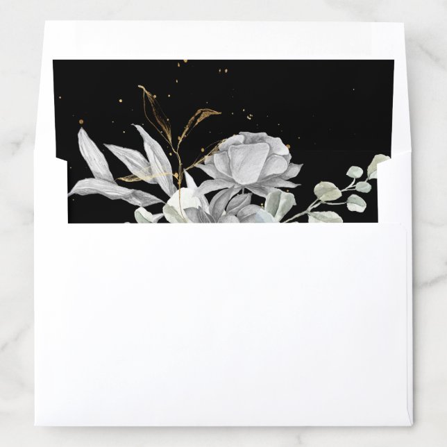 dramatic silver gold floral Envelope Liner (In Envelope)