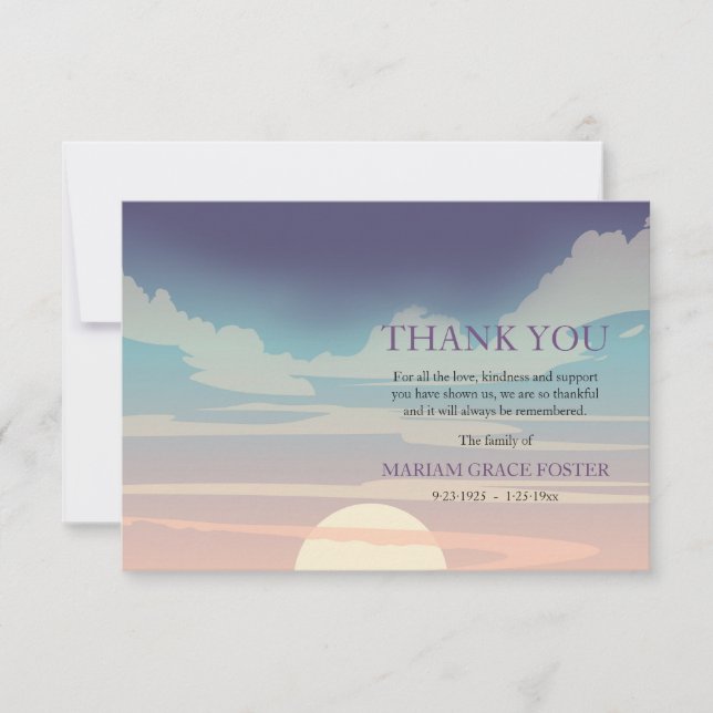 Dramatic Sky Bereavement Thank You Card (Front)
