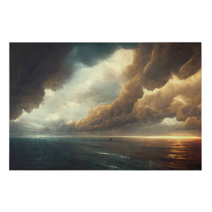 Dramatic Sky over Ocean Landscape Faux Canvas Print