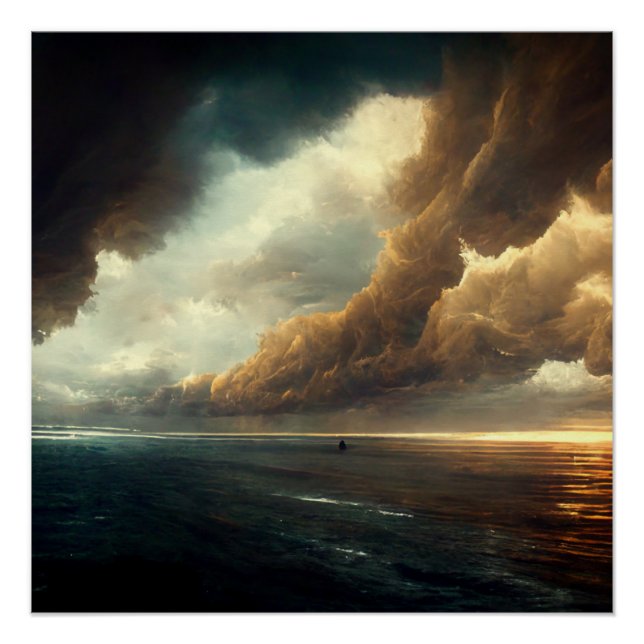 Dramatic Sky over Ocean Landscape Poster (Front)