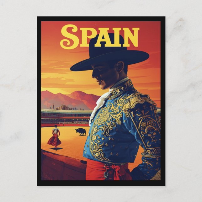 Dramatic Spain Matador Vintage Travel Art Postcard (Front)