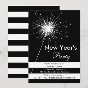 Dramatic Sparkler New Year's Eve Party Invitation