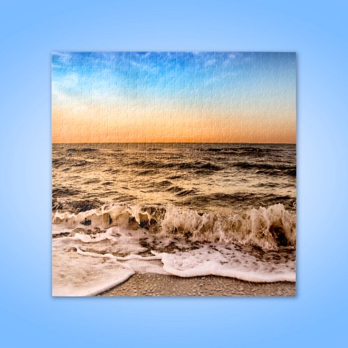 Dramatic Sunset  Beach Waves Naples Florida Jigsaw Puzzle