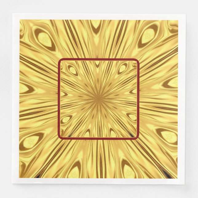 Dramatic Tablescape Detail: Gilded Zenith Opulent  Paper Dinner Napkins (Front)