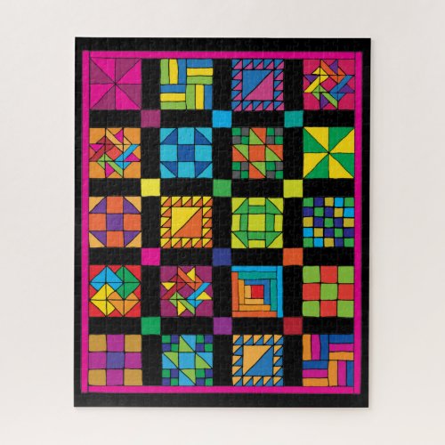 Dramatic Traditional Quilt Sampler Jigsaw Puzzle