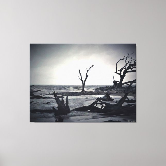 Dramatic Tree Skeletons by the Shore Canvas Print (Front)
