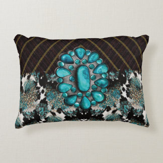 Dramatic Turquoise Stone Animal Print 12x16 Pillow