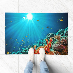 Dramatic Underwater Sunburst Art Doormat
