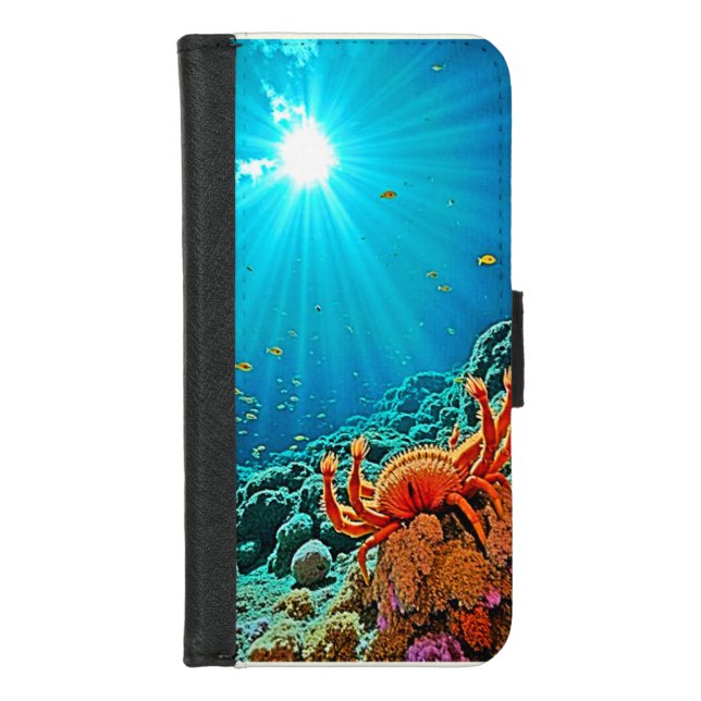 Dramatic Underwater Sunburst Art iPhone Wallet Case (Front)
