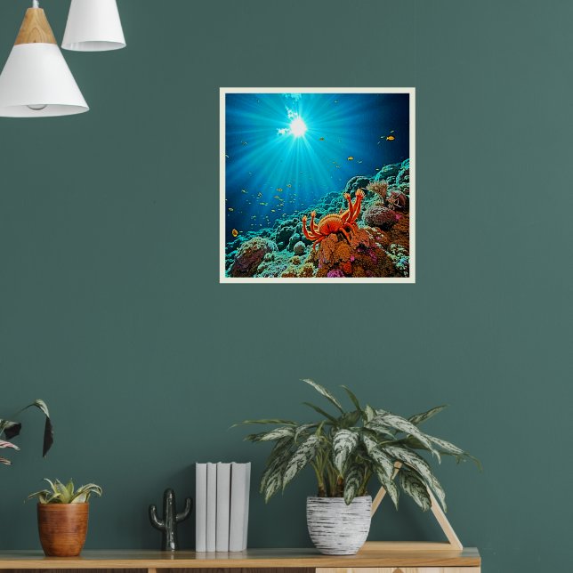 Dramatic Underwater Sunburst Art Poster (Living Room 1)