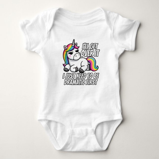 Dramatic Unicorn Overcoming in Style Baby Bodysuit (Front)