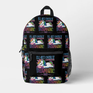 Dramatic Unicorn Printed Backpack