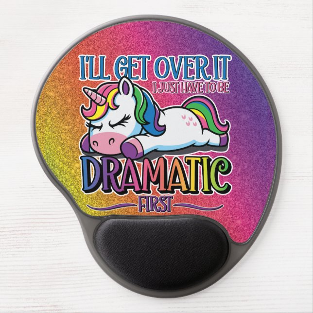 Dramatic Unicorn - Sparkly Rainbow Gel Mouse Pad (Front)