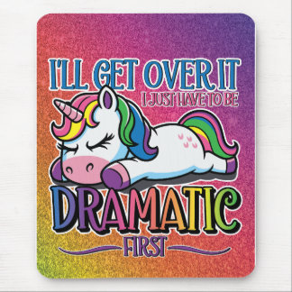 Dramatic Unicorn - Sparkly Rainbow Mouse Pad