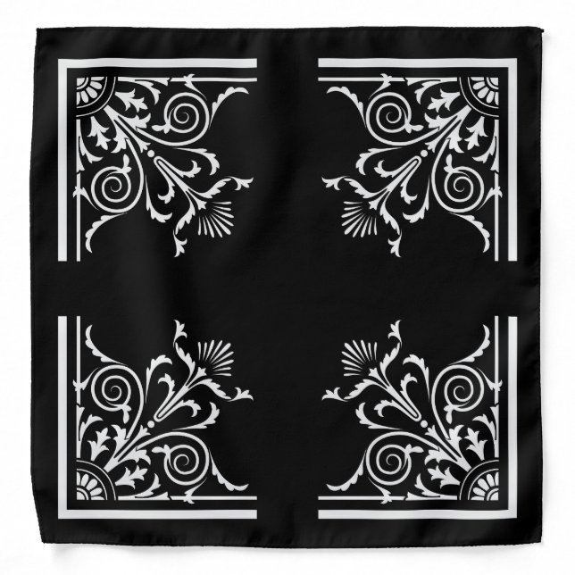 Dramatic Vintage Black and White Bandana (Front)