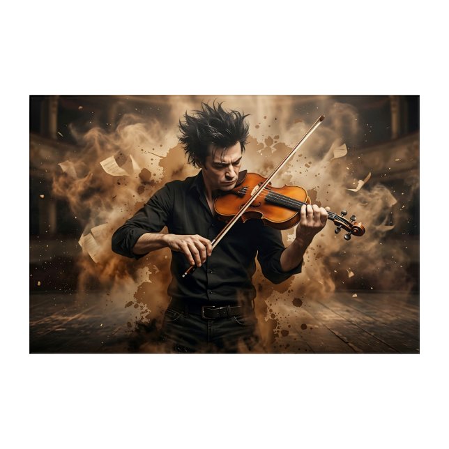 Dramatic Violinist Passionate Music Acrylic Print (Front)