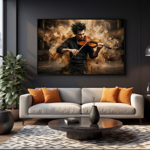 Dramatic Violinist Passionate Music Canvas Print