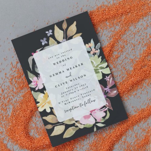 Dramatic Watercolor Florals Wedding Invitation