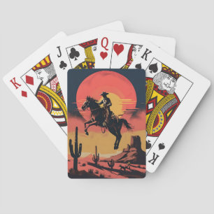 Dramatic Western Mid Jump Sunset Poker Cards