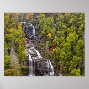 Dramatic Whitewater Falls in autumn in the Poster