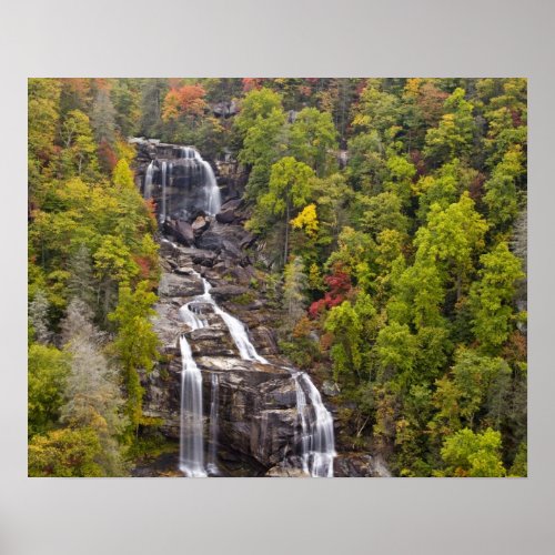 Dramatic Whitewater Falls in autumn in the Poster