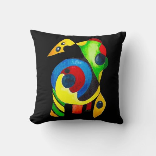 Dramatically Bold and Colorful Abstract Art Throw Pillow