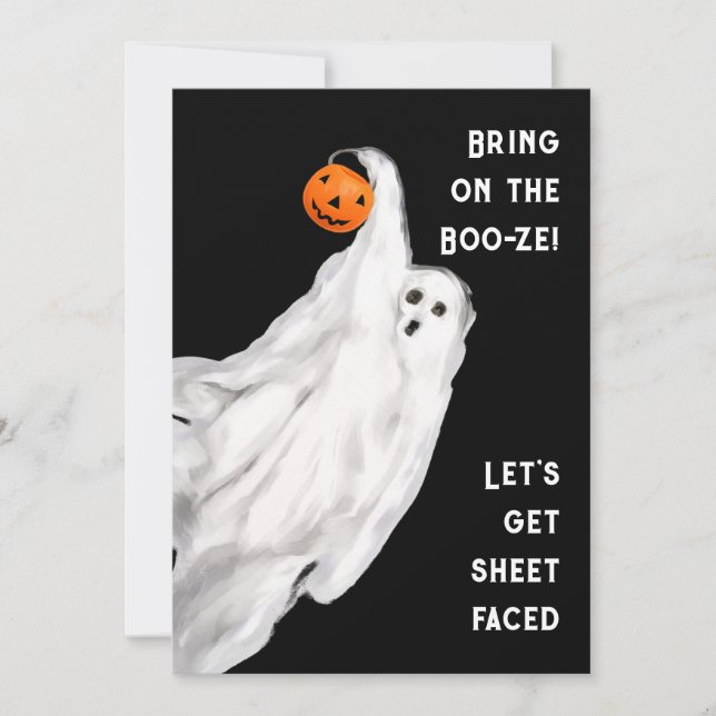 Drank Funny Adult Halloween Ghost Party Invitation (Front)