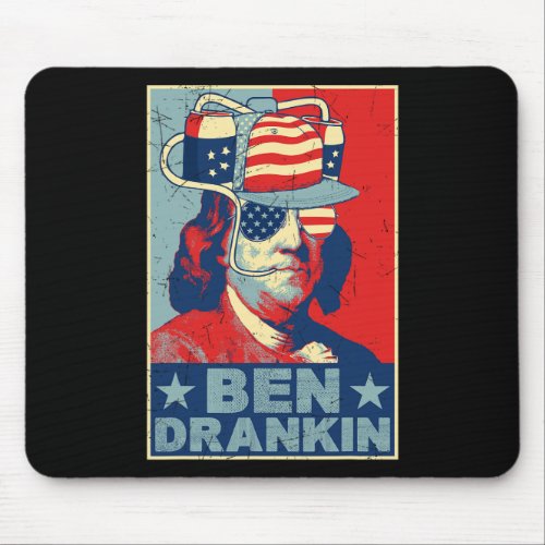 Drankin Beer 4th Of July Retro Beer Lover Drinking Mouse Pad