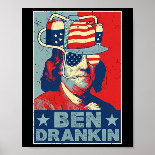 Drankin Beer 4th Of July Retro Beer Lover Drinking Poster