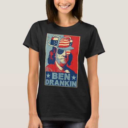 Drankin Beer 4th Of July Retro Beer Lover Drinking T_Shirt