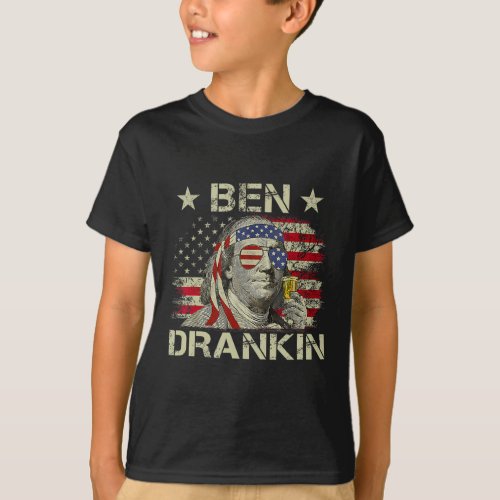 Drankin Benjamin Franklin 4th Of July Funny Drinki T_Shirt