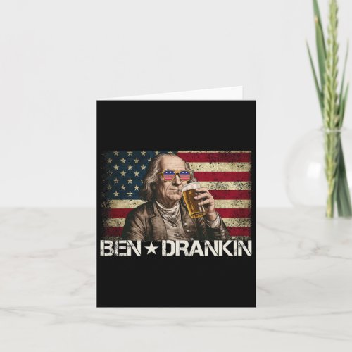 Drankin Funny Beer 4th Of July Retro Usa Flag Men  Card