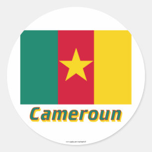 Drapeau Cameroun avec le nom en français Classic Round Sticker