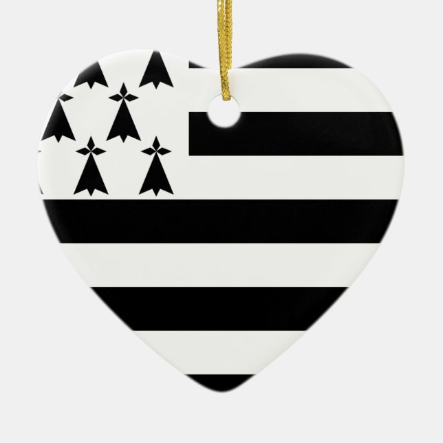 Drapeau de la Bretagne Breizh Gwenn ha Du Britanny Ceramic Ornament (Front)