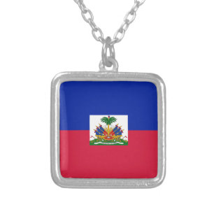 Drapeau d'Haïti - Flag of Haiti Silver Plated Necklace