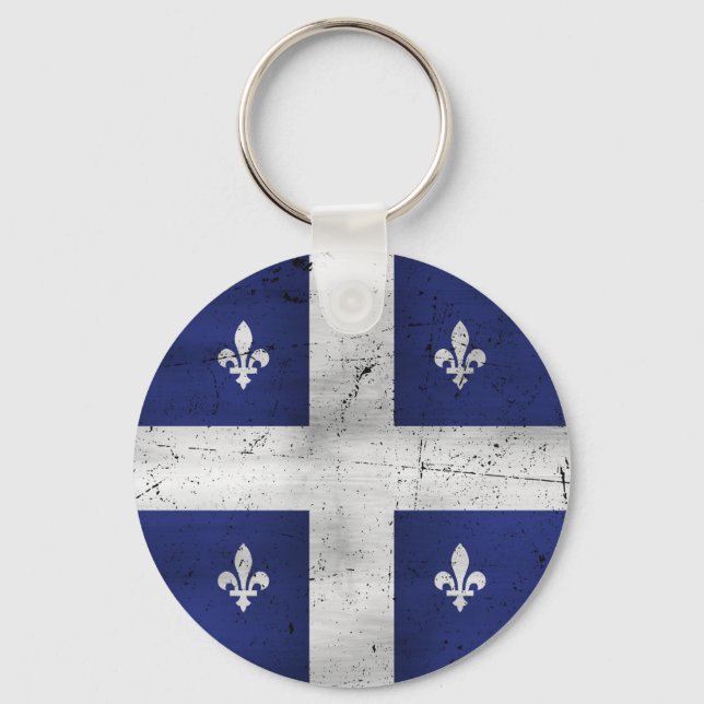 Drapeau du Québec style grunge érodé Keychain (Front)