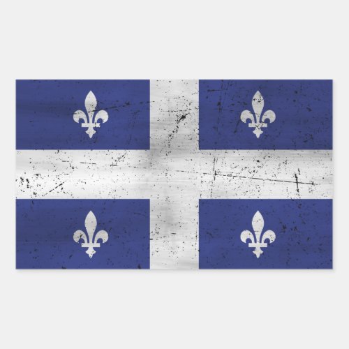 Drapeau du Qubec style grunge rod Rectangular Sticker