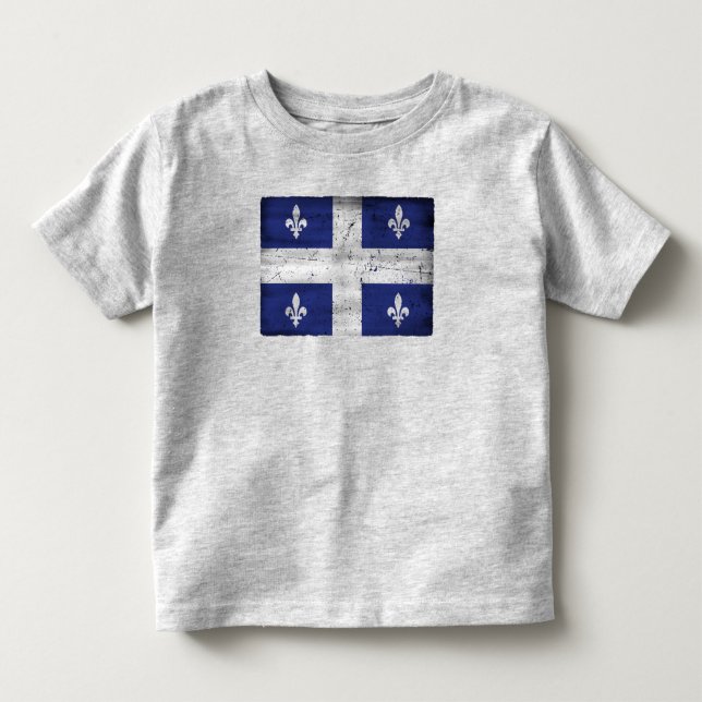 Drapeau du Québec style grunge érodé Toddler T-shirt (Front)