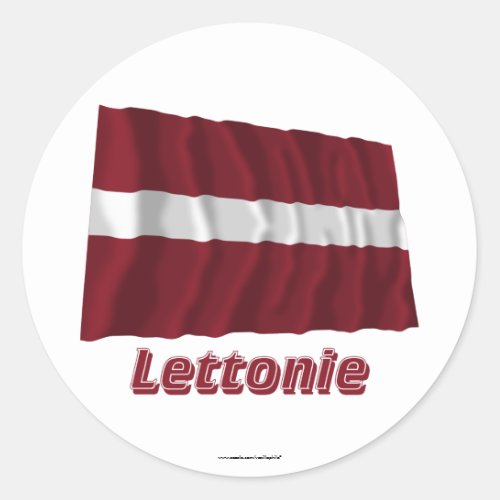 Drapeau Lettonie avec le nom en franais Classic Round Sticker