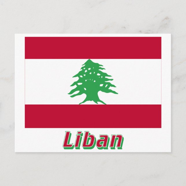 Drapeau Liban avec le nom en français Postcard (Front)