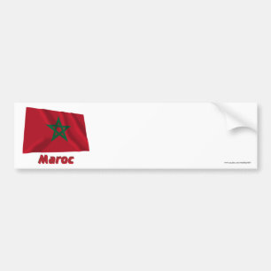 Drapeau Maroc avec le nom en français Bumper Sticker