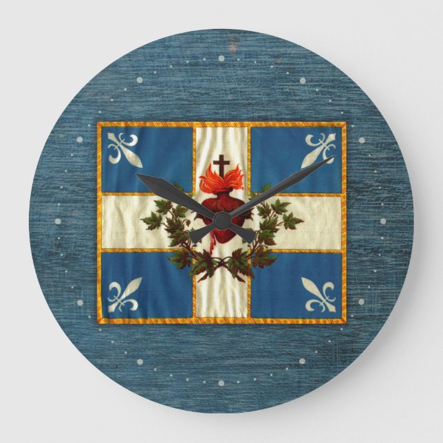 Drapeau Québec antique Carillon Sacré-Coeur Large Clock (Front)