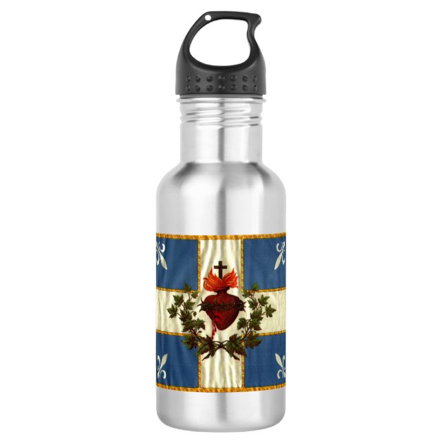 Drapeau Québec antique Carillon Sacré-Cœur Stainless Steel Water Bottle (Front)