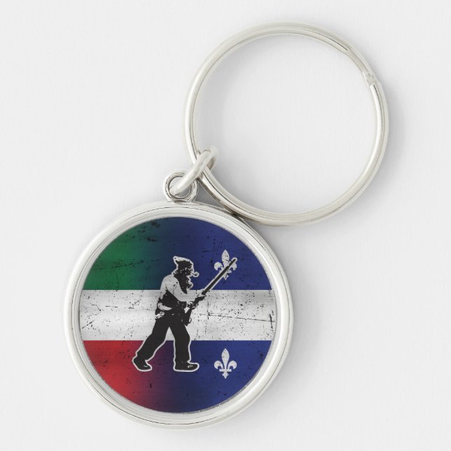 Drapeau Québec et Patriote Henri Julien érodé Keychain (Front)