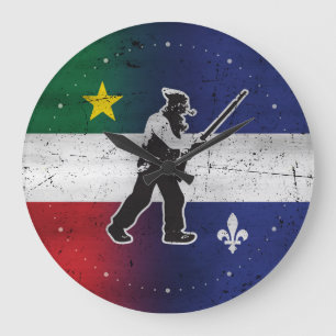 Drapeau Québec et Patriote Henri Julien érodé Large Clock