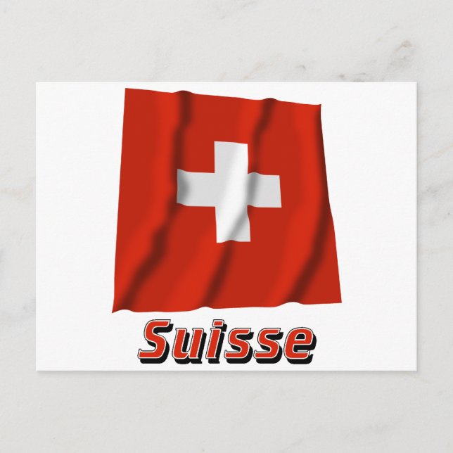 Drapeau Suisse avec le nom en français Postcard (Front)