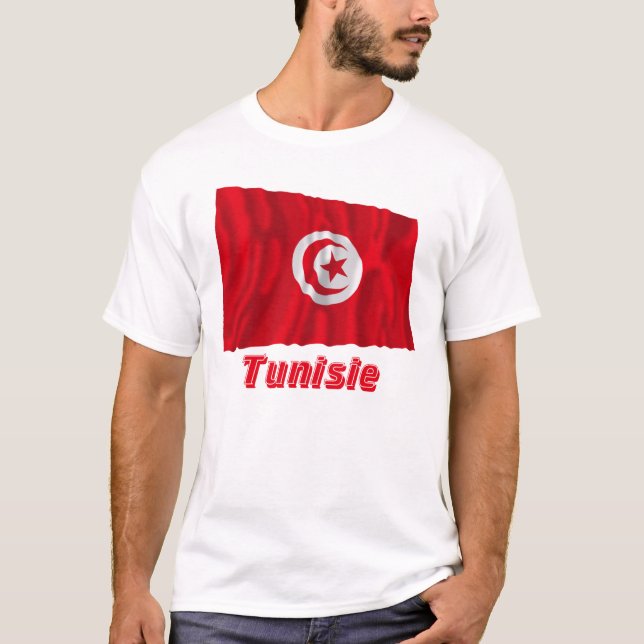 Drapeau Tunisie avec le nom en français T-Shirt (Front)