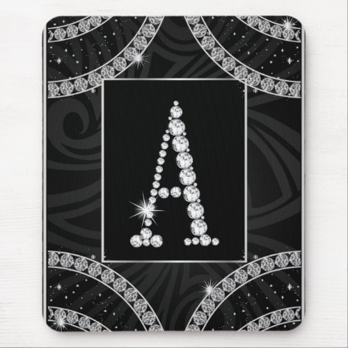 Draped In Diamonds _ Initial A Mouse Pad